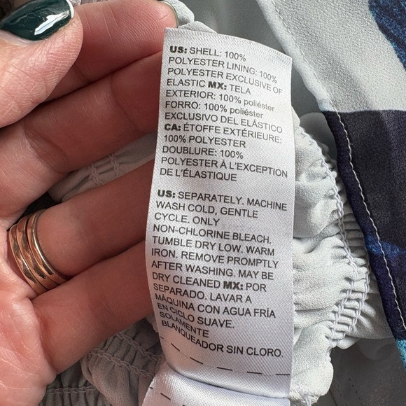 WHBM Floral V-Neck Smocked Waist Long Sleeve Blouse with Peplum - Picture 11 of 15